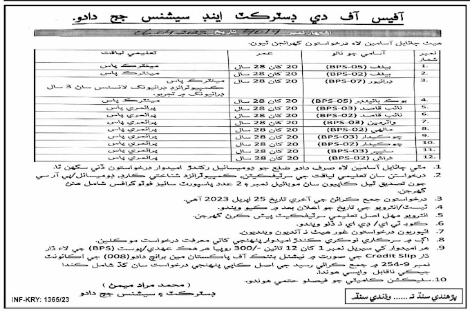 District & Session Judge Dadu Jobs 