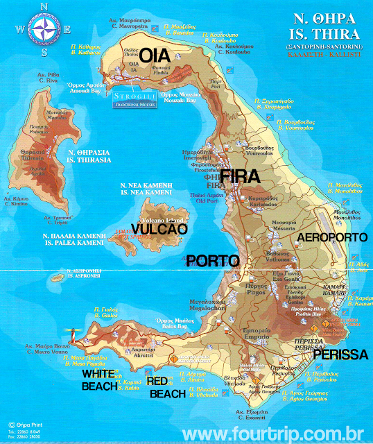Mapa da Ilha de Santorini