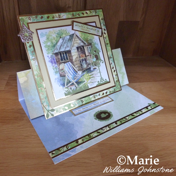 Hunkydory garden shed gardening theme handmade easel card by craftymarie