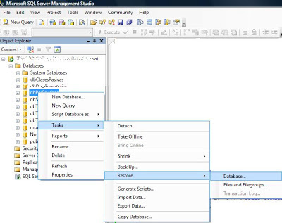 Restaurar una base de datos SQL SERVER