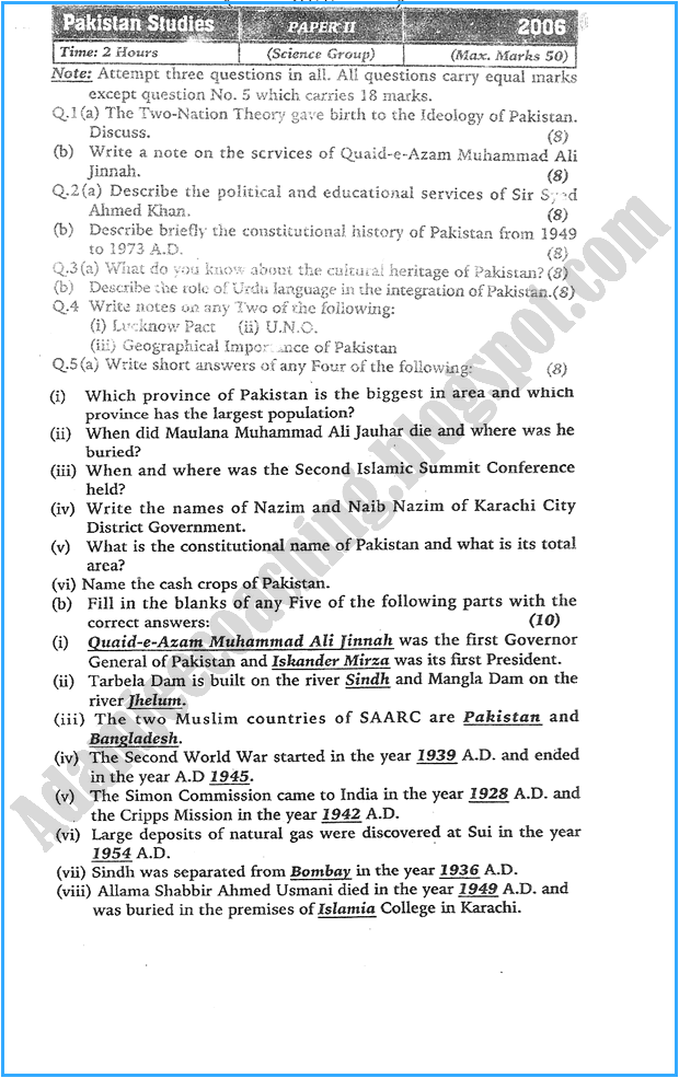 xii-pakistan-studies-past-year-paper-2006