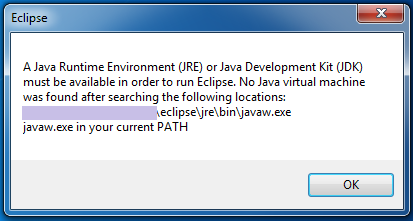 No Java virtual machine was found Eclipse JRE