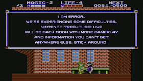 screenshot of an error message using Error's house and text box from Zelda II - The Adventure of Link