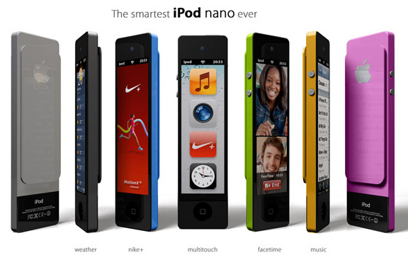 Concept iPod Nano Touch with Wi-Fi module and a camera for video calls FaceTime