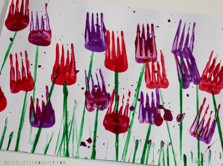 tulip fork painting for kids