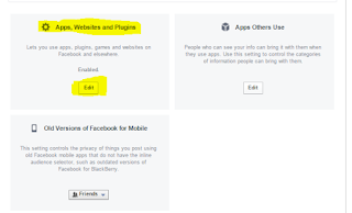 Apps, Website and Plugins akun facebook tampilan PC