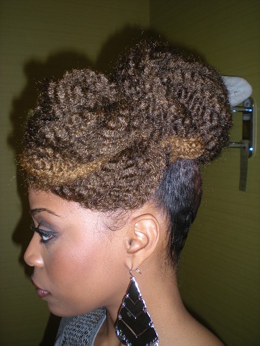 African American Wedding Hairstyles & Hairdos: Natural Wavy Updo