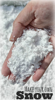 Two ingredient snow play recipe- this stuff is amazing!  Naturally cold and feels just like fresh powder in your hands