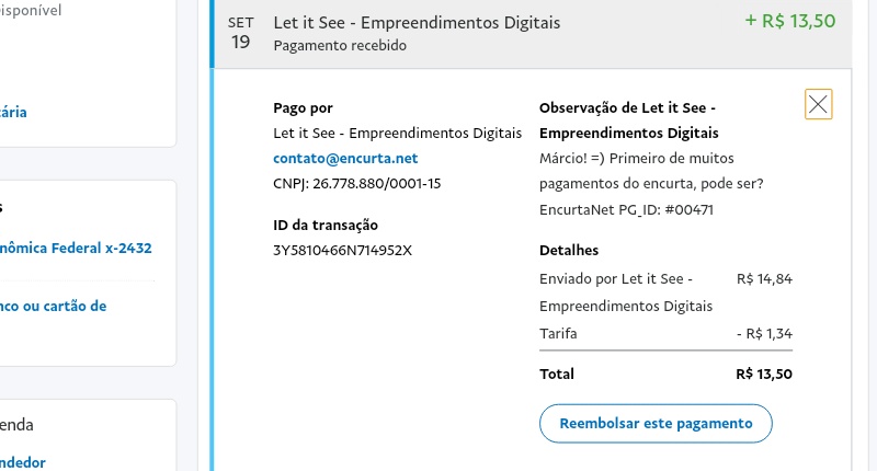 prova de pagamento EncurtaNET