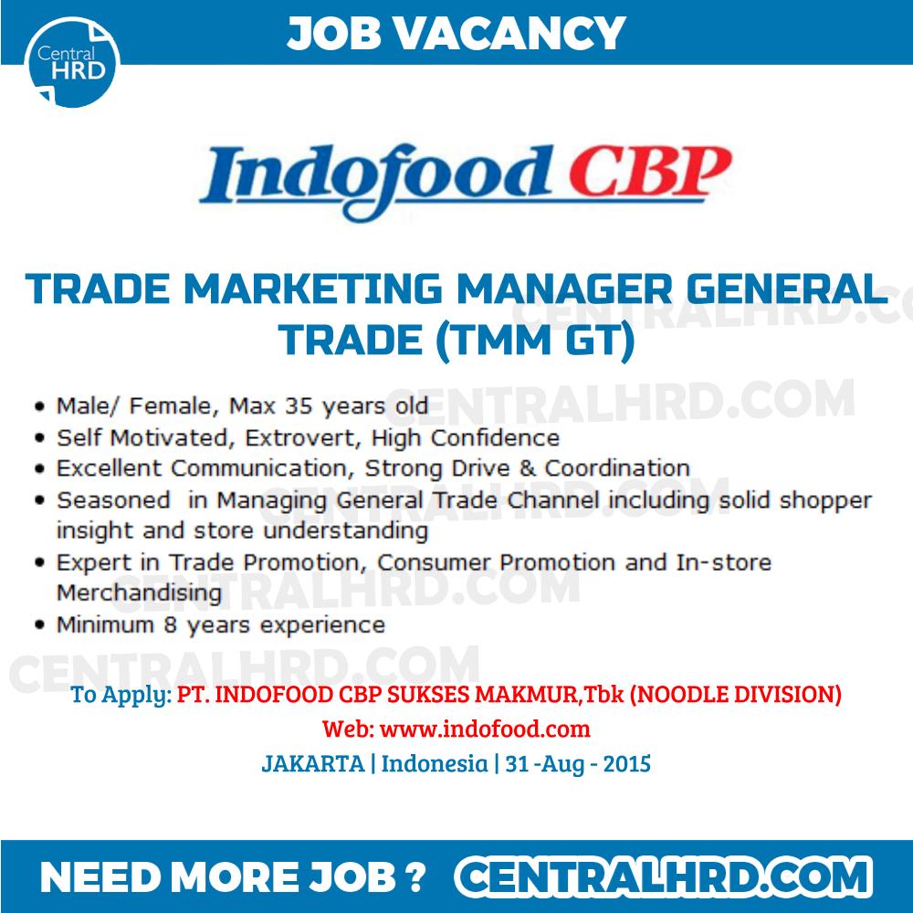 Loker Trade Marketing Manager General Trade Indofood CBP 