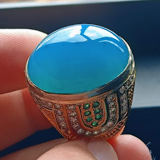 Batu Bacan Doko Blue HQ Ajib BC090 Majiko Biru Kental Glossy Ikatan Perak