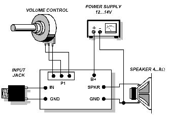 External-Wiring-Layout-Single-IC-2.5W-Amplifier