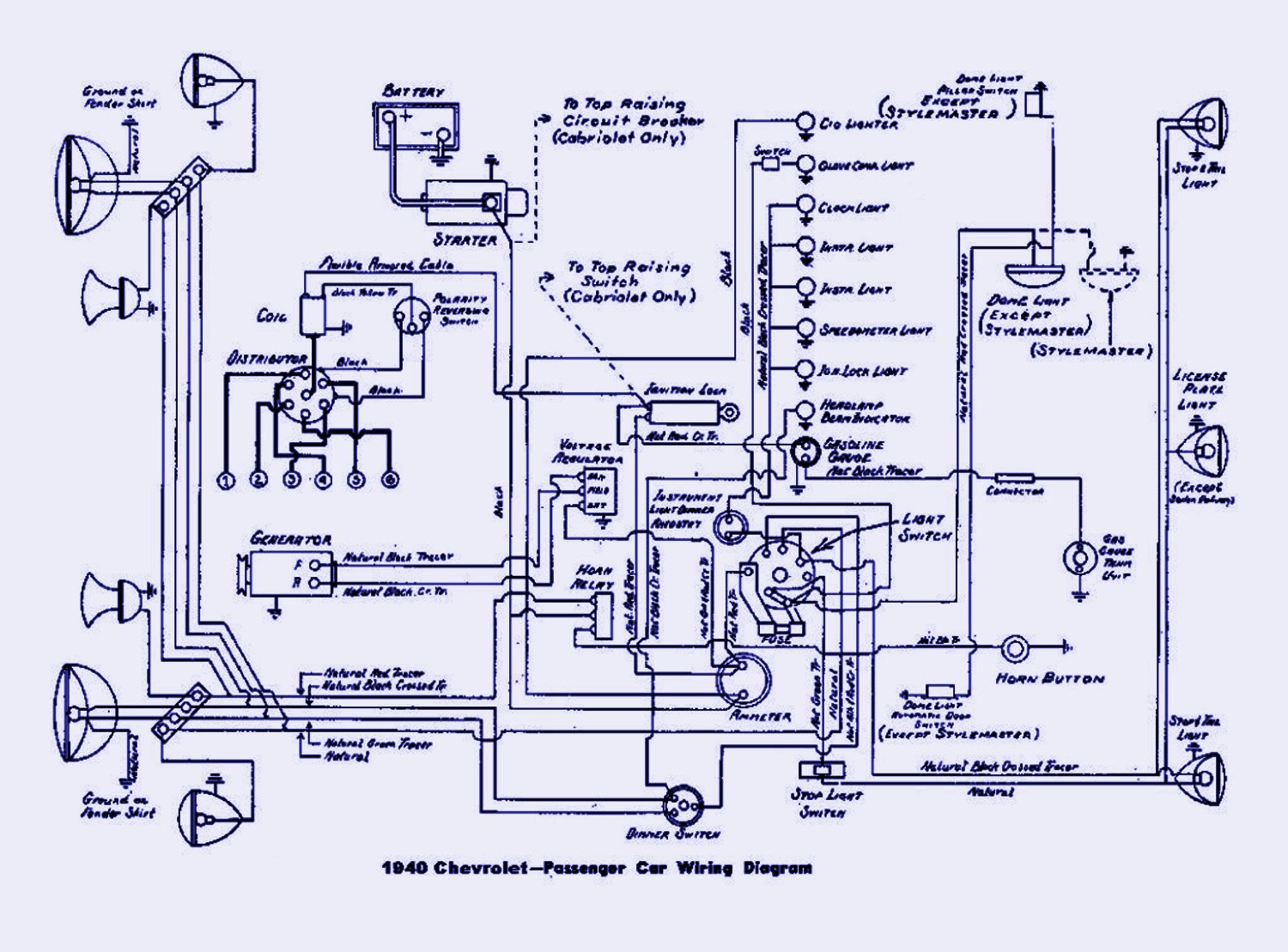 1940 Chevrolet Passenger Electrical Wiring Diagram | Auto ...