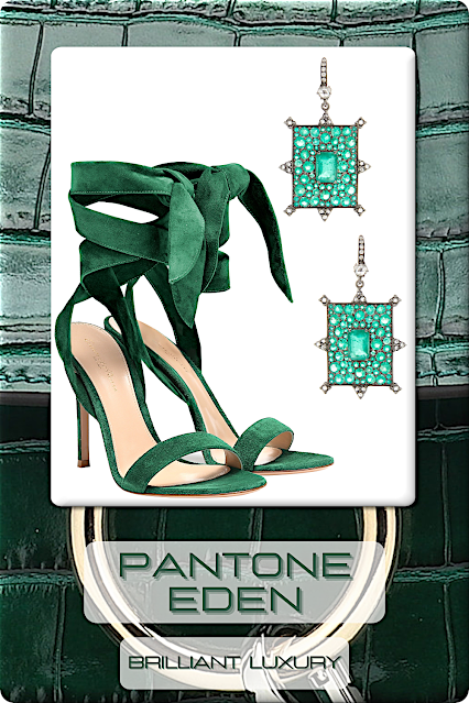 ♦Pantone Fashion Color Eden #pantone #green #shoes #bags #jewelry #brilliantluxury