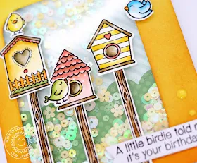 Sunny Studio Stamps: A Bird's Life Birdhouse Shaker Card by Lexa Levana