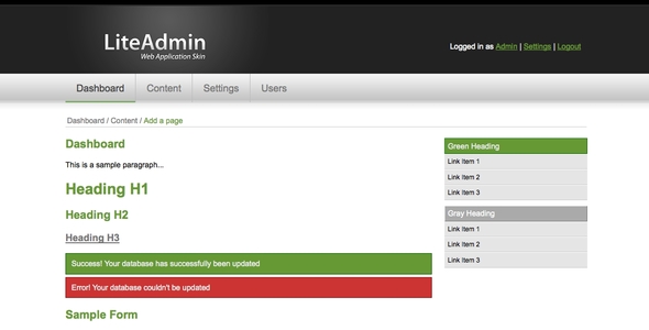 LiteAdmin - Web Application Skin - ThemeForest Item for Sale