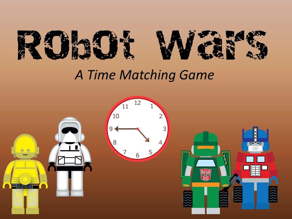 http://www.teacherspayteachers.com/Product/Robot-Wars-A-Time-Matching-Game-1194962