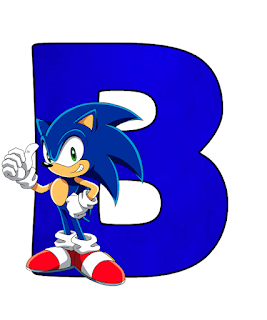 Abecedario Azul con Sonic, con números. Blue Alphabet with Sonic, with Nummbers.