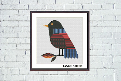 Geometric bird cute animals cross stitch design - Tango Stitch