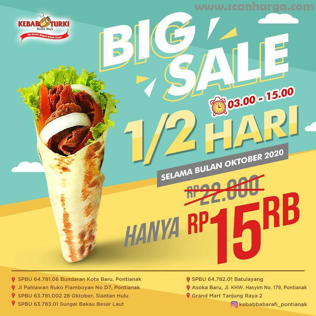 Promo KEBAB TURKI BABA RAFI BIG SALE hanya Rp 15RB*