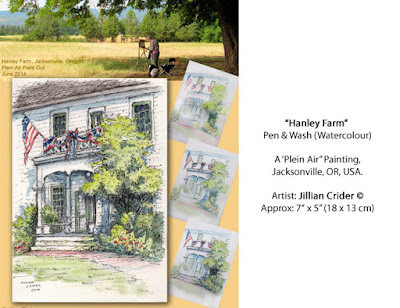 Hanley farm, jacksonville, oregon, pen and wash, ink, watercolour, plein air,  artist, jillian crider, artist jillian,  historic building,  sketch, class, teach, learn, 