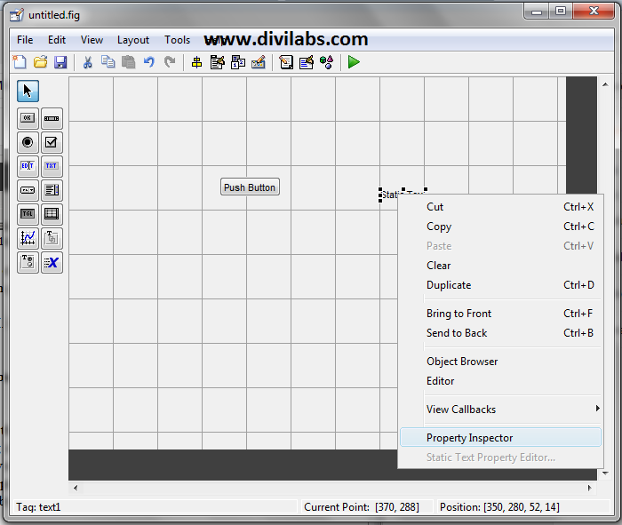 Changing the properties of various objects in MATLAB GUI through Property Inspector