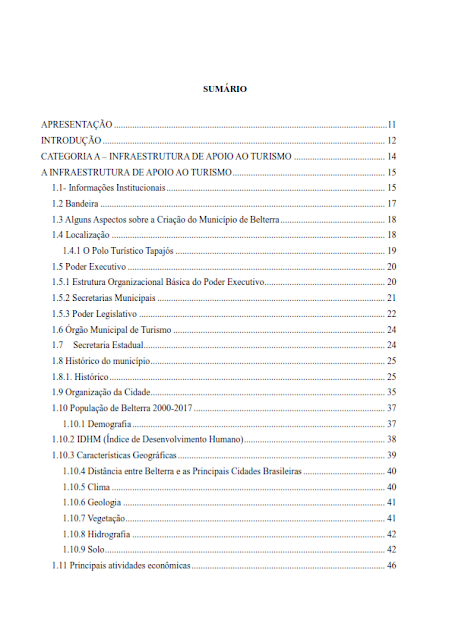 INVENTÁRIO TURÍSTICO DO MUNICÍPIO DE BELTERRA - CATEGORIA A – INFRAESTRUTURA DE APOIO AO TURISMO - ANO BASE 2017