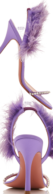 ♦Amina Muaddi Adwoa feather and crystal-embellished satin sandals #brilliantluxury