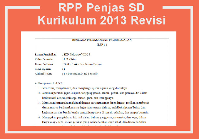 RPP Penjas SD Kurikulum 2013 Revisi