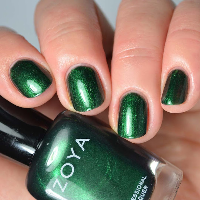 emerald metallic four finger nail polish swatch
