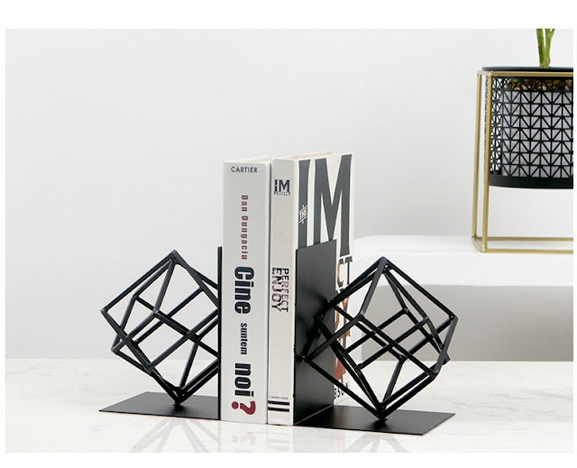 Modern Tri-cube Geometric Bookends