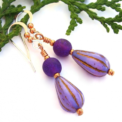 purple teardrop dangle jewelry for women