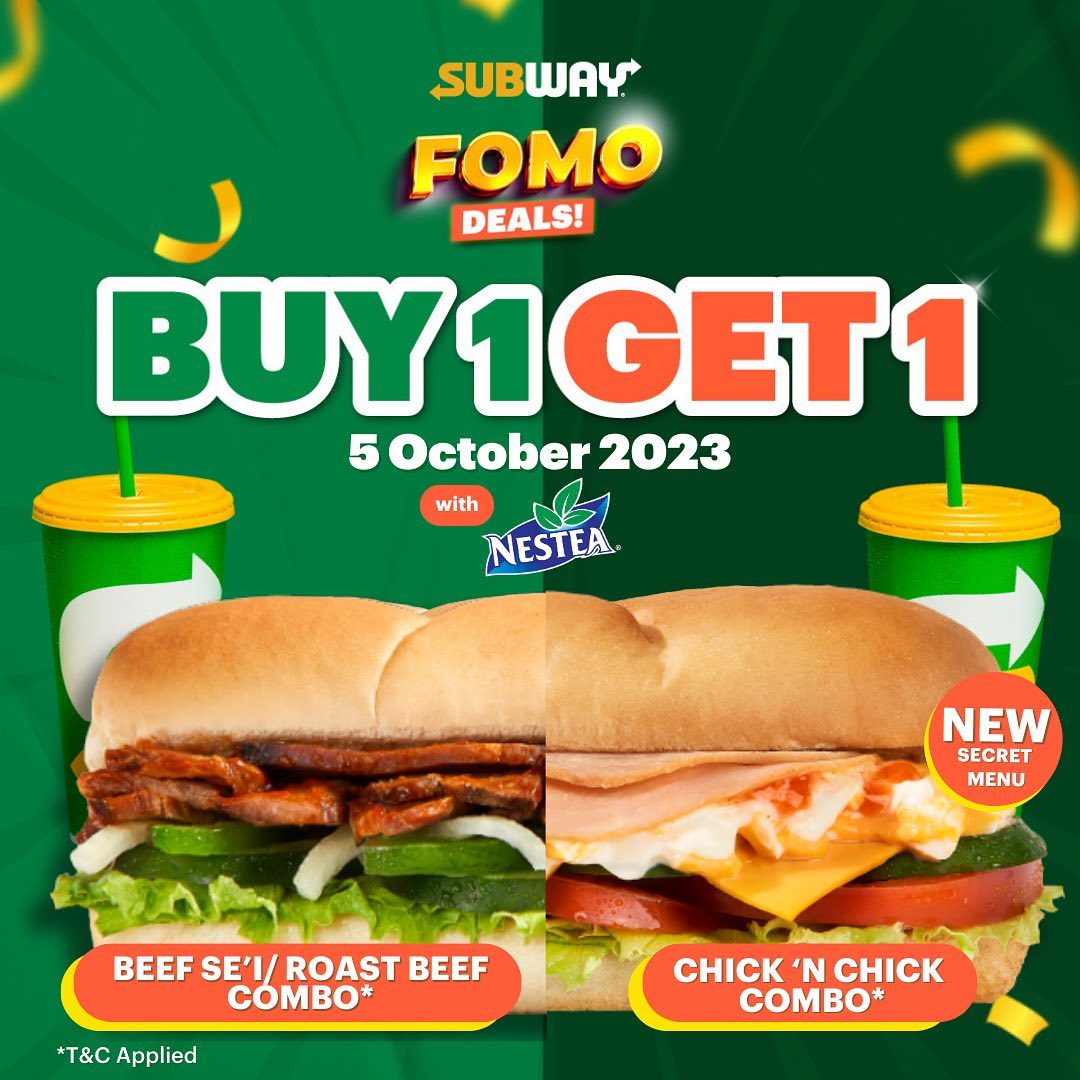 PROMO SUBWAY FOMO DEALS – Spesial Beli 1 Gratis 1*