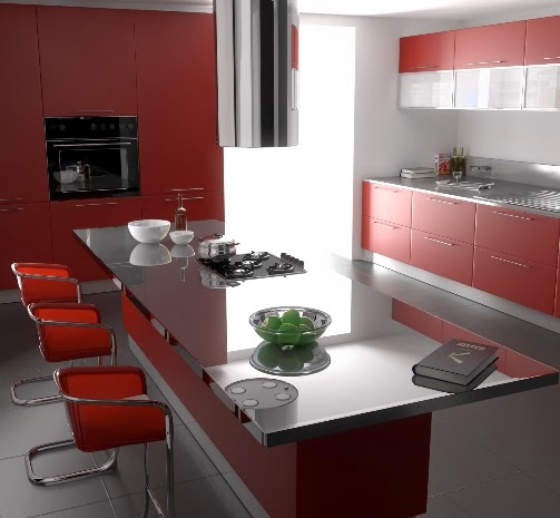 Gambar dapur minimalis merah