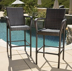 Outdoor Furniture, Wicker Bistro Chairs, Wicker Outdoor Furniture, Stewart Outdoor Brown Wicker Barstool