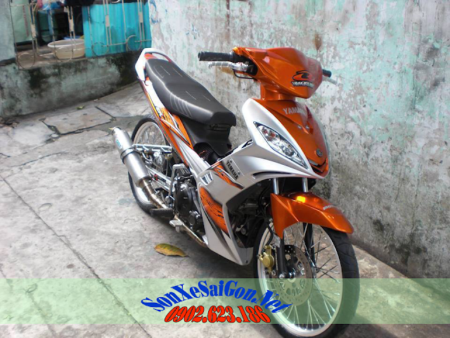 Sơn xe Exciter 2010 màu cam xám bạc