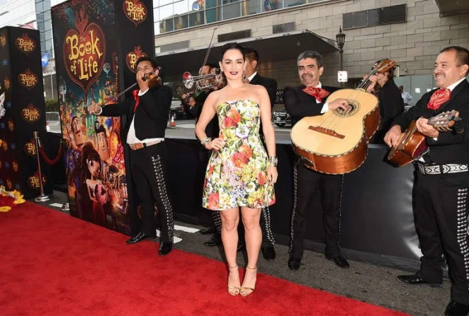 Ana de la Reguera in a strapless floral dress at 'The Book of Life' LA premiere