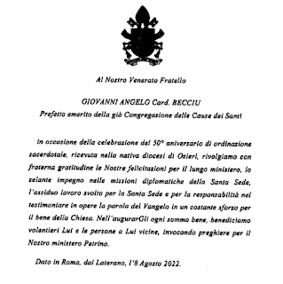 Carta del Papa a Becciu