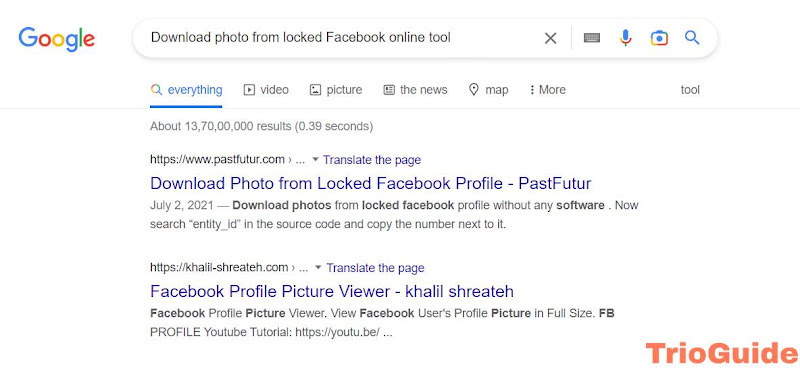 Download photo from locked Facebook online tool