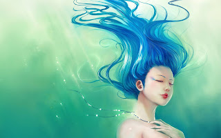 Fantasy Girl with Blue Hair wallpaper