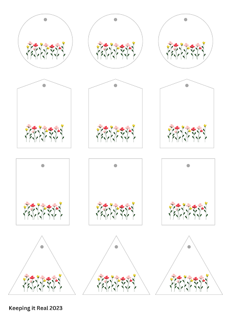 Spring floral gift tags - 4 different shapes - free printable