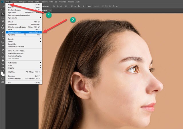 salvataggio della foto con photoshop