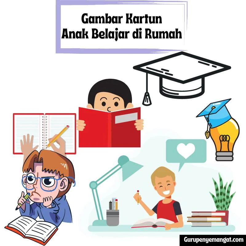 Kumpulan Gambar Kartun Anak Belajar di Rumah