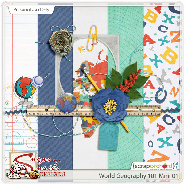 World Geography 101 Digital Scrapbook Freebie by Snips and Snails Designs