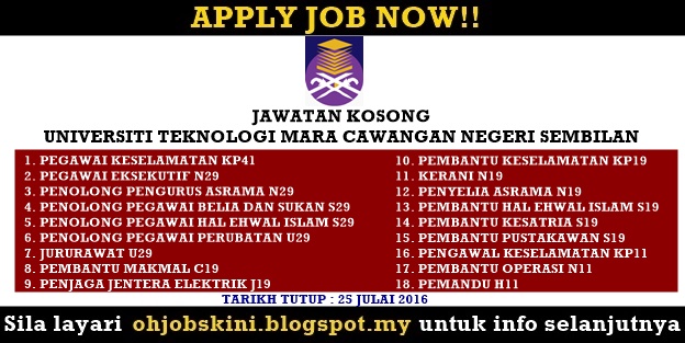 Jawatan Kosong Universiti Teknologi Mara (UiTM) Negeri Sembilan 