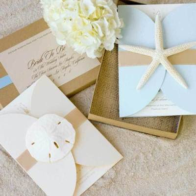 Top 3. Cute Beach Wedding Invitations with Starfish shells