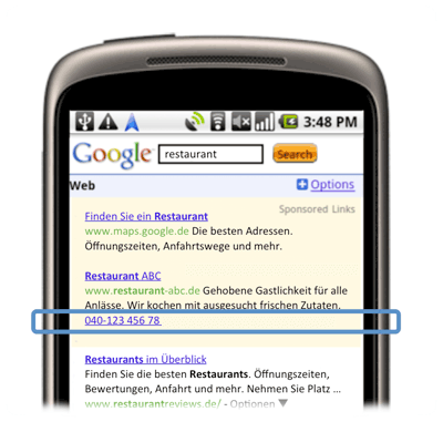 android click to call