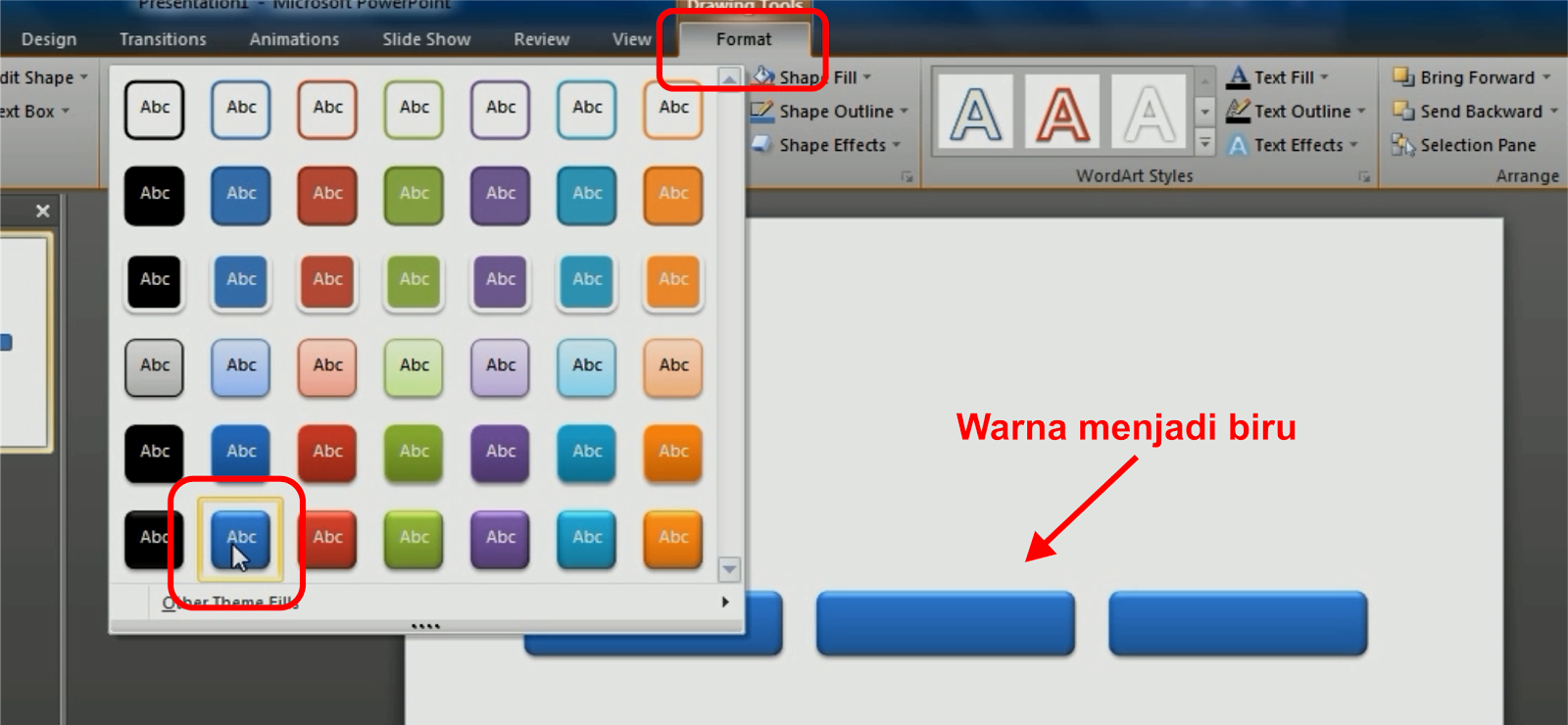 Cara Agar Menu  pada  Power Point dapat  Berubah Warna  