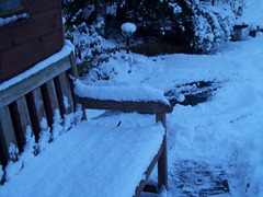 Garden bench in the snow