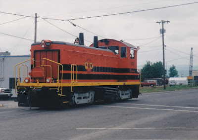 Portland & Western SW1200R #1202 "Rainier" in the Days in the Park Parade in Rainier, Oregon, on July 11, 1998